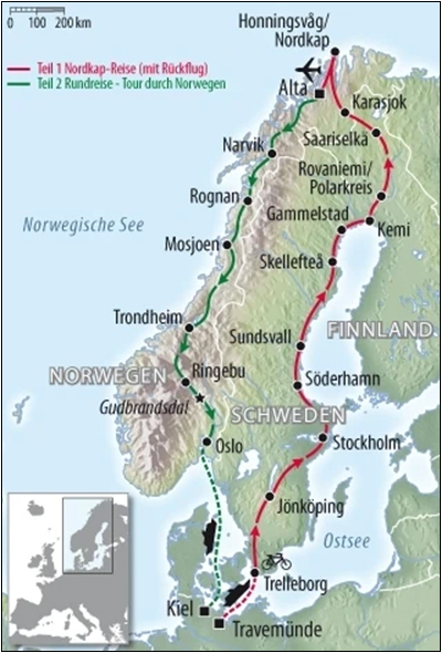 Landkarte Nordkap